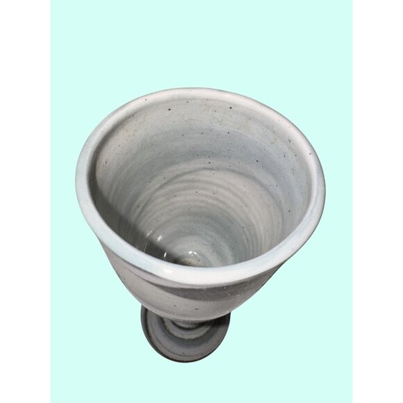 Handcrafted Ceramic Wine Goblet With Swirled Marble Design - Picture 2 of 4